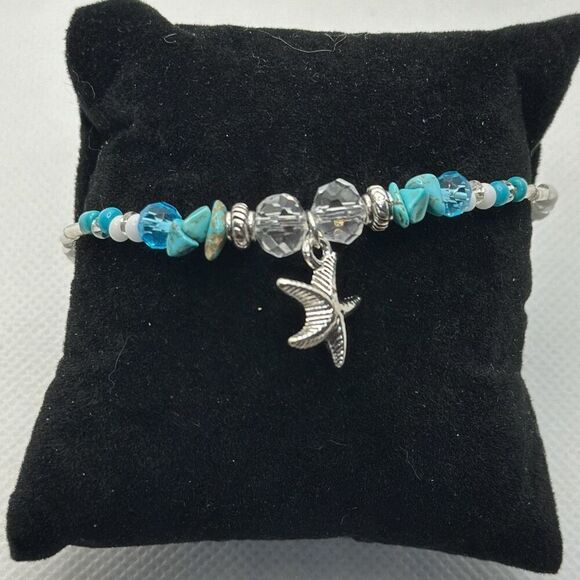 Brand New!! Beaded bracelet, anklet with starfish charm - Picture 1 of 4